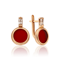 обзорное фото Золотые серьги Николь с красной эмалью 033405 Золотые серьги обзорное фото Золотые серьги Николь с красной эмалью 033405  Золотые серьги