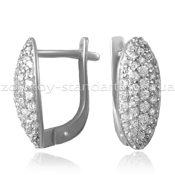 Сережки з білого золота з цирконієм 2109832 детальне зображення ювелірного виробу Сережки з білого золота з цирконієм 2109832 детальне зображення ювелірного виробу