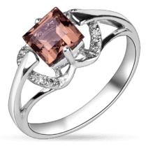 обзорное фото Серебряное кольцо "Филиппины" с дымчатым кварцем огранки "Принцесса" 027250  Серебряные кольца со вставками