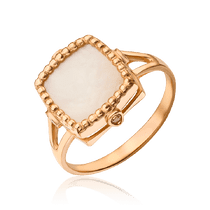 обзорное фото Кольцо с перламутром и фианитами в золоте 585 пробы 034389 Золотые кольца обзорное фото Кольцо с перламутром и фианитами в золоте 585 пробы 034389  Золотые кольца