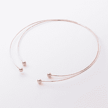 обзорное фото Двойное жесткое колье-чокер в красном золоте с гладкими шариками 040949  Золотое колье без камней