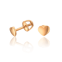 обзорное фото Серьги гвоздики из золота Сердечко 034277 Золотые серьги пуссеты обзорное фото Серьги гвоздики из золота Сердечко 034277  Золотые серьги пуссеты