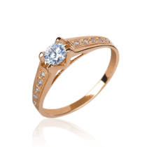 обзорное фото Кольцо из золота 585 с фианитами в оригинальном дизайне 032164  Золотые кольца для помолвки с цирконием