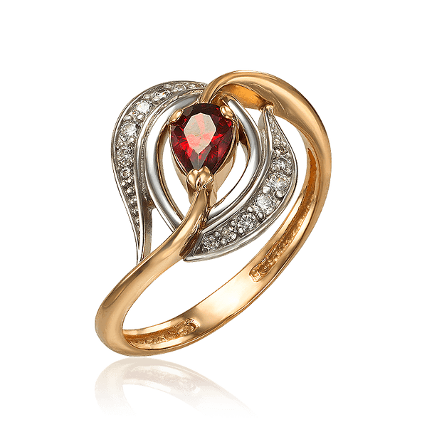 Кольцо из красного и белого золота с красным фианитом 033986 детальное изображение ювелирного изделия Золотые кольца Кольцо из красного и белого золота с красным фианитом 033986 детальное изображение ювелирного изделия Золотые кольца