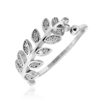 обзорное фото Серебряное кольцо на фалангу Веточка с фианитами 035119  Серебряные кольца