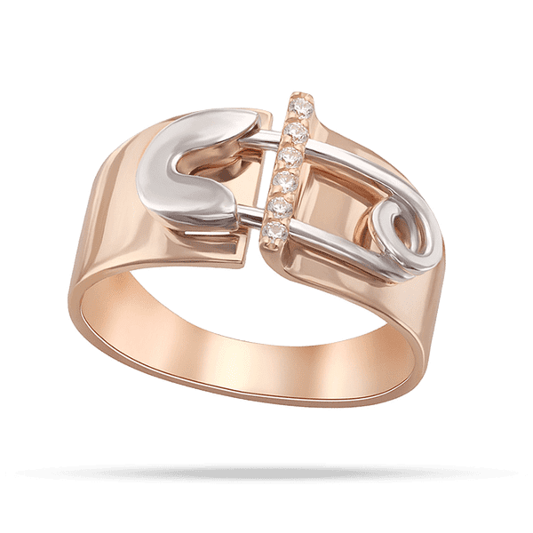 Золотое разъединенное кольцо с декором булавки из белого золота и дорожкой фианитов 040326 детальное изображение ювелирного изделия Золотые кольца с фианитом Золотое разъединенное кольцо с декором булавки из белого золота и дорожкой фианитов 040326 детальное изображение ювелирного изделия Золотые кольца с фианитом