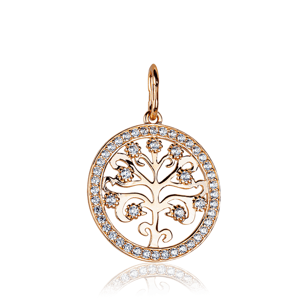Золотой подвес Дерево Жизни с фианитами по кругу 585 пробы 037563 детальное изображение ювелирного изделия Золотой кулон Дерево жизни Золотой подвес Дерево Жизни с фианитами по кругу 585 пробы 037563 детальное изображение ювелирного изделия Золотой кулон Дерево жизни
