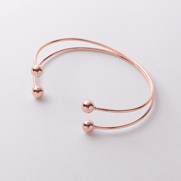 Розімкнений подвійний жорсткий браслет в червоному золоті з гладкими кульками купити Розімкнений подвійний жорсткий браслет в червоному золоті з гладкими кульками купити