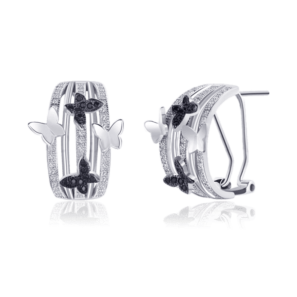 Массивные серебряные серьги Бабочки 031187 детальное изображение ювелирного изделия Серебряные серьги с камнями Массивные серебряные серьги Бабочки 031187 детальное изображение ювелирного изделия Серебряные серьги с камнями