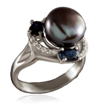 обзорное фото Серебряное кольцо с жемчугом 023230  Серебряные кольца со вставками
