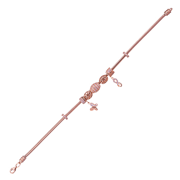 Браслет из красного золота Бусины и подвески с фианитами 032337 детальное изображение ювелирного изделия Женские золотые браслеты Браслет из красного золота Бусины и подвески с фианитами 032337 детальное изображение ювелирного изделия Женские золотые браслеты