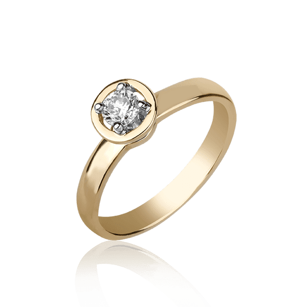 Кольцо из желтого золота с бриллиантом 028499 детальное изображение ювелирного изделия Золотые кольца для помолвки с бриллиантом