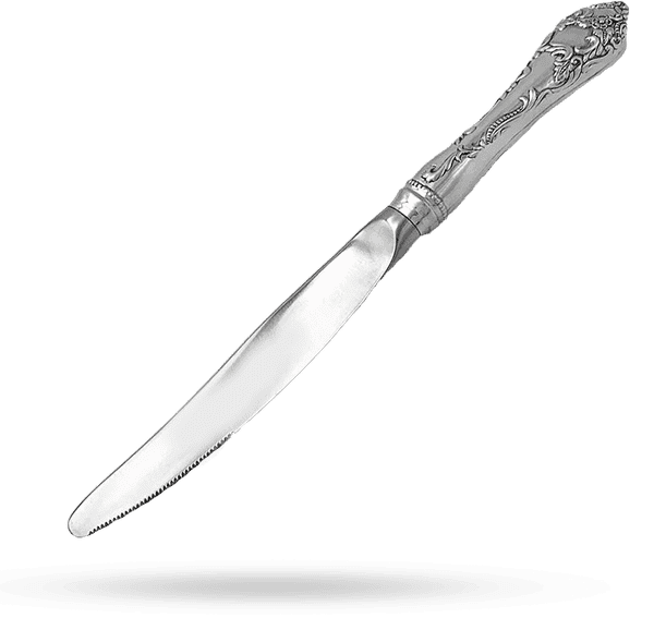 Серебряный нож десертный с узором 035574 детальное изображение ювелирного изделия Серебряные ножи Серебряный нож десертный с узором 035574 детальное изображение ювелирного изделия Серебряные ножи