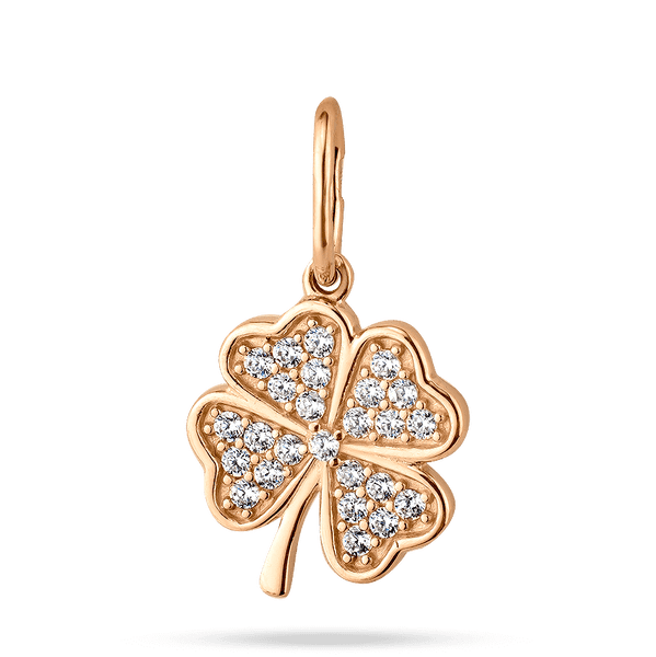 Золотой подвес с четырехлистным клевером украшенным фианитами 040016 детальное изображение ювелирного изделия Золотые кулоны с фианитом Золотой подвес с четырехлистным клевером украшенным фианитами 040016 детальное изображение ювелирного изделия Золотые кулоны с фианитом