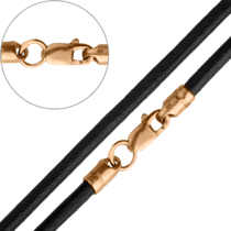 обзорное фото Кожаный шнурок с позолоченным замком 6010/3  Шнурки с серебром