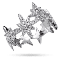 обзорное фото Серебряное кольцо "Звездное небо" инкрустированное фианитами 040171  Серебряные кольца с фианитом