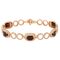 обзорное фото Невероятный золотой браслет с гранатом и фианитами 585 пробы 039535 Золотые браслеты с гранатом обзорное фото Невероятный золотой браслет с гранатом и фианитами 585 пробы 039535  Золотые браслеты с гранатом