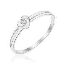 обзорное фото Кольцо из белого золота Нежный Цветок с бриллиантом 036860  Золотые кольца