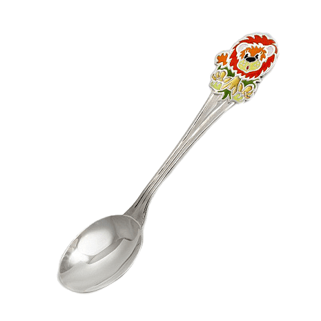 Серебряная детская ложка Лев с эмалью 031840 детальное изображение ювелирного изделия Серебряные детские ложечки Серебряная детская ложка Лев с эмалью 031840 детальное изображение ювелирного изделия Серебряные детские ложечки