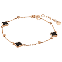 обзорное фото Браслет Клевер с шариками алмазной гравировки в красном золоте 039608 Золотые браслеты с камнями обзорное фото Браслет Клевер с шариками алмазной гравировки в красном золоте 039608  Золотые браслеты с камнями