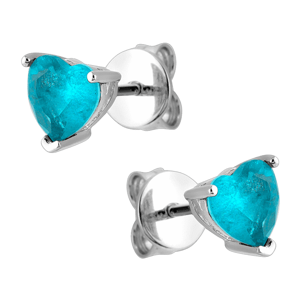 Серебряные серьги-пусеты "Сердце" с голубым фианитом 038342 детальное изображение ювелирного изделия Серебряные серьги