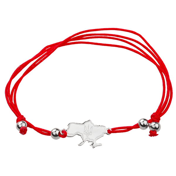 Браслет красная нить с серебряной картой Украины без вставок 039378 детальное изображение ювелирного изделия Браслеты красная нить Браслет красная нить с серебряной картой Украины без вставок 039378 детальное изображение ювелирного изделия Браслеты красная нить