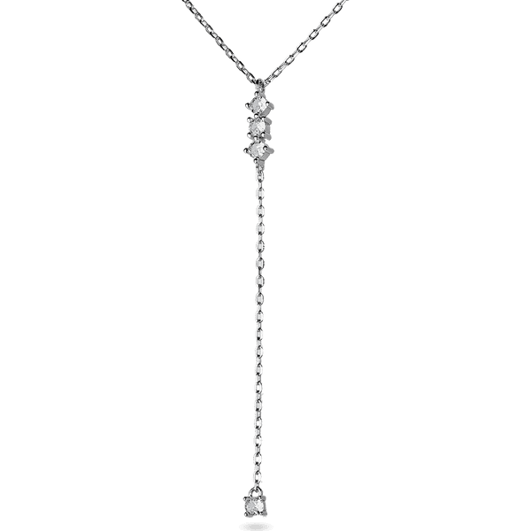 Изящное серебряное колье - галстук с бесцветными фианитами и дополнительной цепочкой 039787 детальное изображение ювелирного изделия Серебряные колье Изящное серебряное колье - галстук с бесцветными фианитами и дополнительной цепочкой 039787 детальное изображение ювелирного изделия Серебряные колье