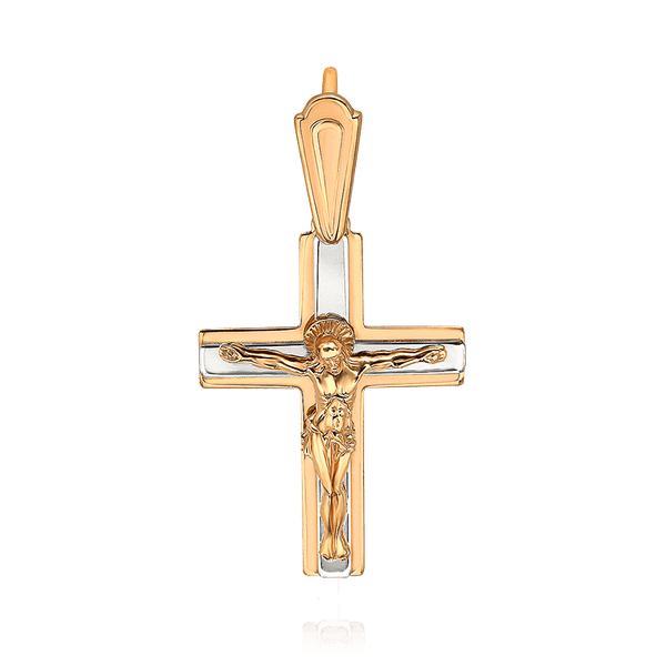 Золотой крестик с надписью "Спаси и Сохрани" и Распятием 036307 детальное изображение ювелирного изделия Золотые подвески