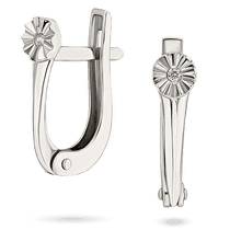 обзорное фото Серьги в белом золоте Лучики с бриллиантом 040641  Золотые серьги с бриллиантами