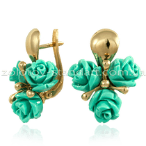 обзорное фото Золотые серьги с кораллом 531306б Золотые серьги с кораллом обзорное фото Золотые серьги с кораллом 531306б  Золотые серьги с кораллом