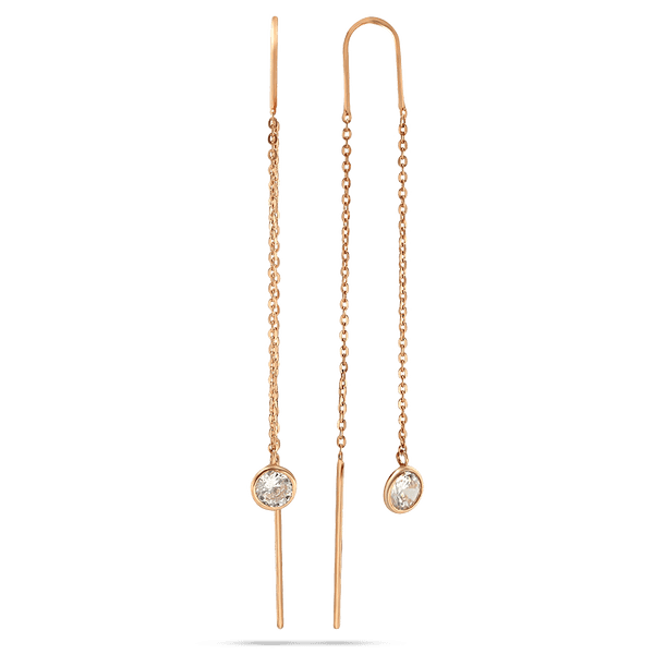 Серьги протяжки золотые с завальцованым фианитом 032036 детальное изображение ювелирного изделия Золотые серьги с фианитом Серьги протяжки золотые с завальцованым фианитом 032036 детальное изображение ювелирного изделия Золотые серьги с фианитом