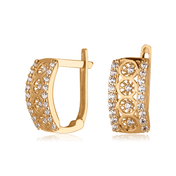 Золотые серьги с фианитами 025758 детальное изображение ювелирного изделия Серьги с камнями Золотые серьги с фианитами 025758 детальное изображение ювелирного изделия Серьги с камнями