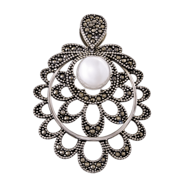 Серебряный подвес с жемчугом 9495 детальное изображение ювелирного изделия Серебряные подвески со вставками Серебряный подвес с жемчугом 9495 детальное изображение ювелирного изделия Серебряные подвески со вставками