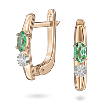 обзорное фото Комбинированные серьги с овальным изумрудом и круглым бриллиантом в рельефной оправе 041027 Золотые серьги с изумрудами обзорное фото Комбинированные серьги с овальным изумрудом и круглым бриллиантом в рельефной оправе 041027  Золотые серьги с изумрудами