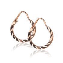 обзорное фото Золотые серьги кольца с алмазной гранью 029353  Золотые серьги без вставок