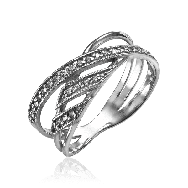 Кольцо из родированного серебра с фианитами 035039 детальное изображение ювелирного изделия Серебряные кольца Кольцо из родированного серебра с фианитами 035039 детальное изображение ювелирного изделия Серебряные кольца