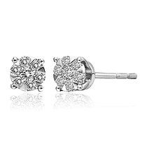 оглядове фото Сережки гвоздики з білого золота з діамантами 029783