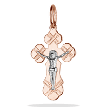 обзорное фото Золотой крестик с распятием 037789 Золотые крестики православные обзорное фото Золотой крестик с распятием 037789  Золотые крестики православные