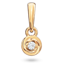 обзорное фото Изящный золотой кулон с волнообразными линиями в центре которого круглый бриллиант 040712  Золотые кулоны с бриллиантами