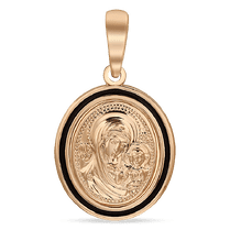 обзорное фото Золотая ладанка Казанская икона Божией Матери с эмалью 038828 Золотые кулоны с эмалью обзорное фото Золотая ладанка Казанская икона Божией Матери с эмалью 038828  Золотые кулоны с эмалью