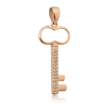 обзорное фото Кулон Ключик 024195 Золотые кулоны с фианитом обзорное фото Кулон Ключик 024195  Золотые кулоны с фианитом