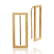 обзорное фото Золотые сережки прямоугольные Геометрия 033797  Золотые серьги