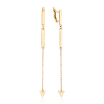 обзорное фото Длинные золотые серьги в минималистическом дизайне 035105  Золотые серьги
