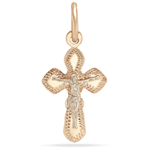 обзорное фото Золотой крестик ребенку на крещение 036105 Золотые крестики православные обзорное фото Золотой крестик ребенку на крещение 036105  Золотые крестики православные