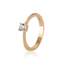 обзорное фото Золотое кольцо с фианитом 028222  Золотые кольца для помолвки с цирконием