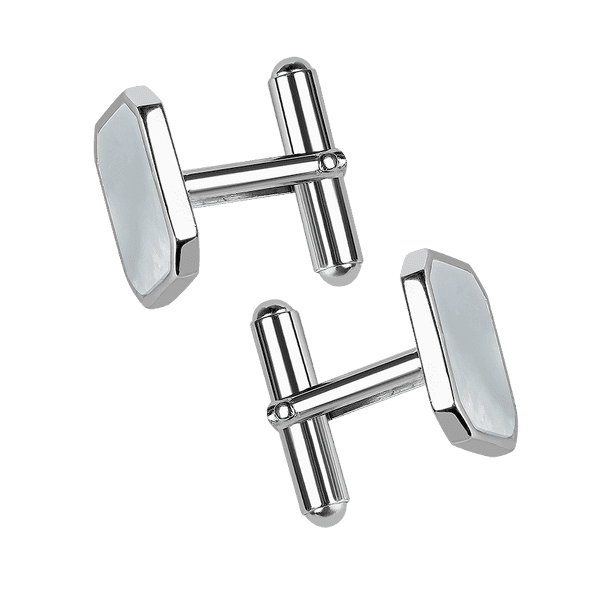 Срібні запонки з білою емаллю 027793 детальне зображення ювелірного виробу