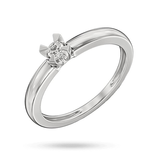 Кольцо в белом золоте 585 пробы с бриллиантом в массивных крапанах 041256 детальное изображение ювелирного изделия Золотые кольца с бриллиантами