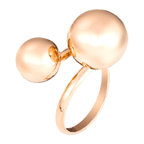 обзорное фото Золотое кольцо Два шарика 038025 Золотые кольца без вставок обзорное фото Золотое кольцо Два шарика 038025  Золотые кольца без вставок