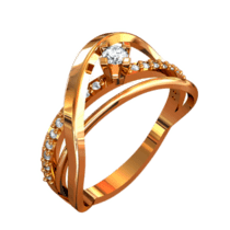 обзорное фото Золотое кольцо с цирконием 380115  Золотые кольца с фианитом