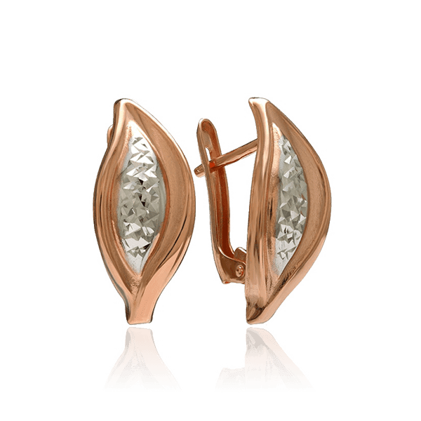Золоті сережки Листочок з алмазним гравіюванням 029081 детальне зображення ювелірного виробу Золоті сережки Листочок з алмазним гравіюванням 029081 детальне зображення ювелірного виробу